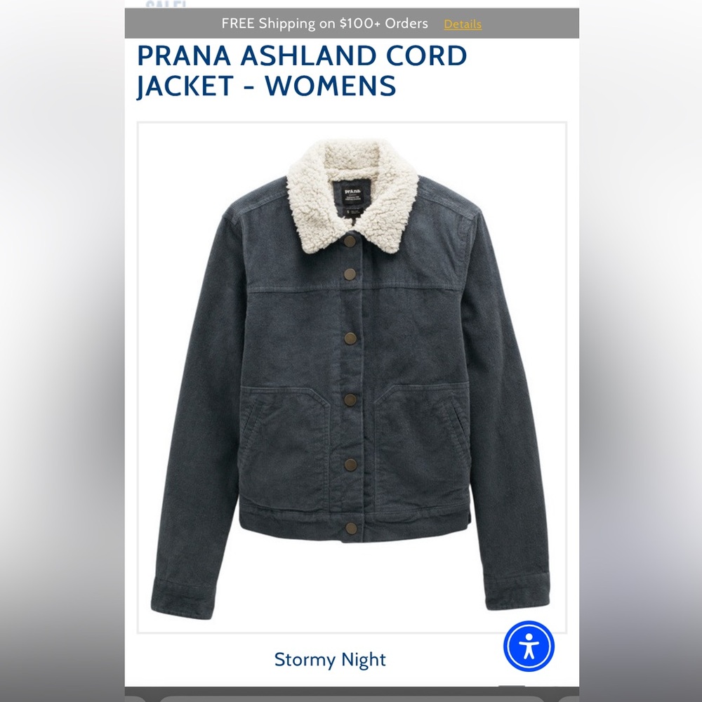 Prana Ashland Cord Jacket- size S